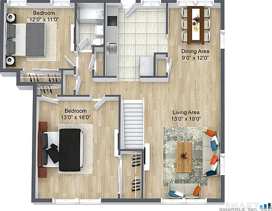 2-Bedroom Layout on Second Floor Apartments