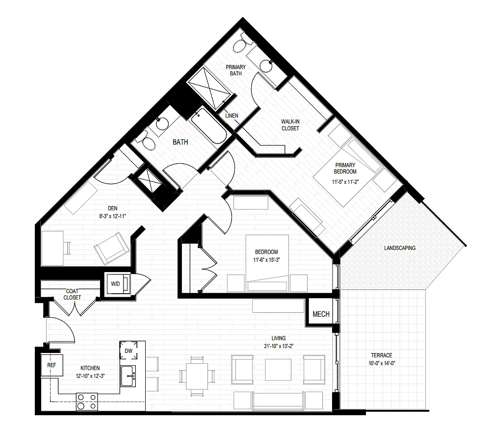 Floor plan 2 Bed Den A