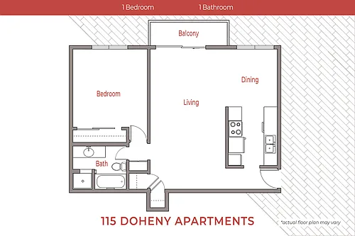 Floor plan 1 Bedroom, 1 Bath