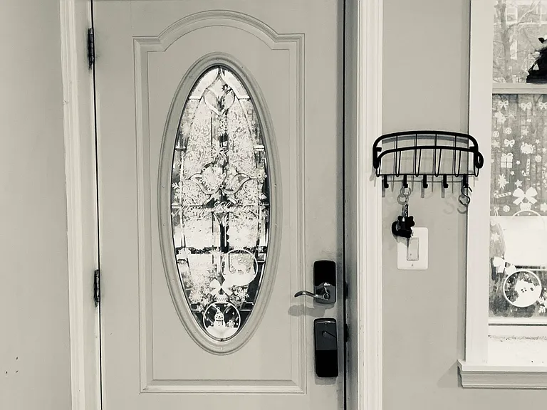 Windowed door.