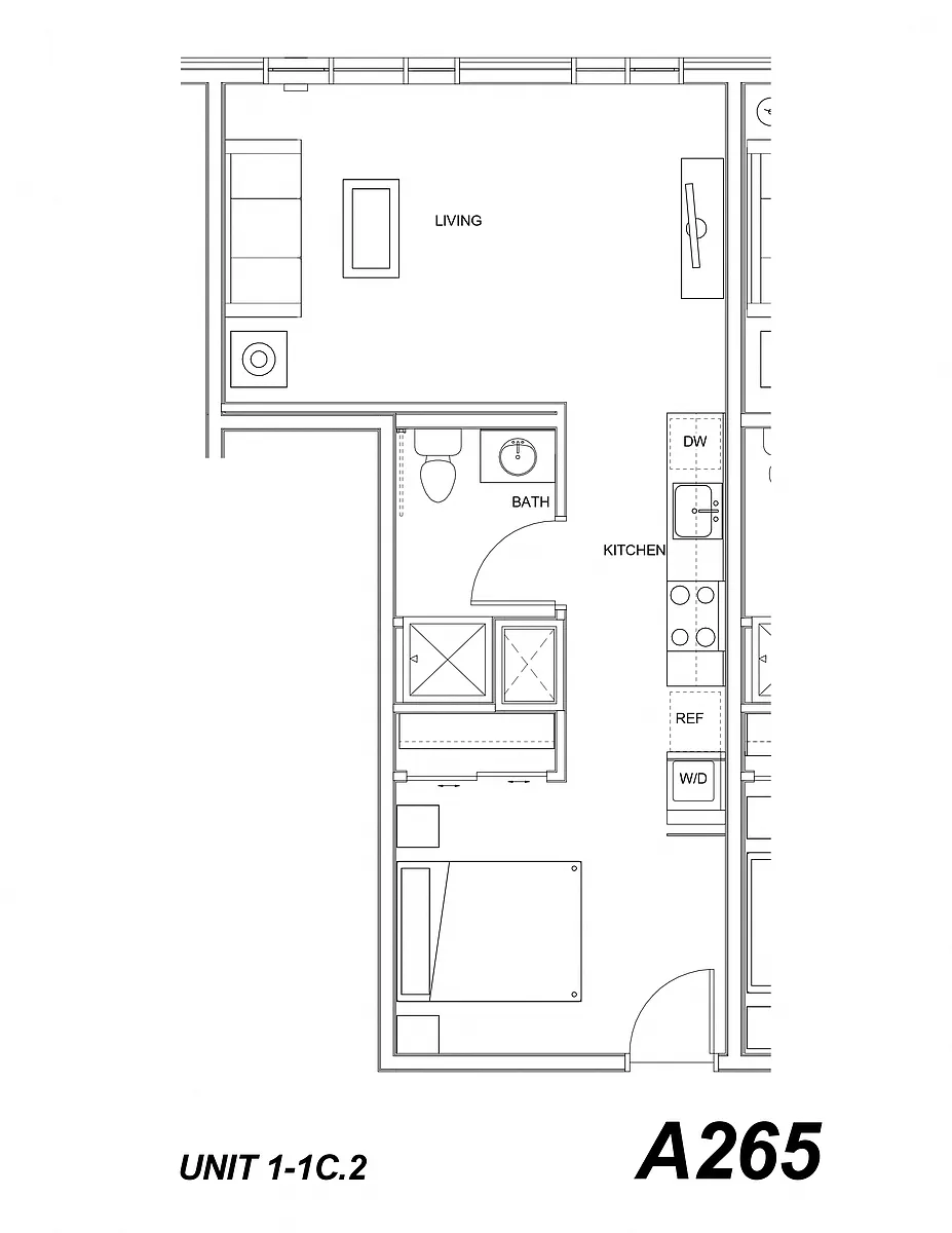Floor plan One Bed One Bath C2