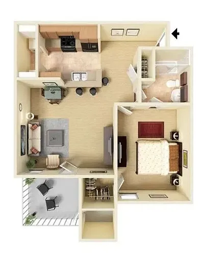 Floor plan 1br2bR
