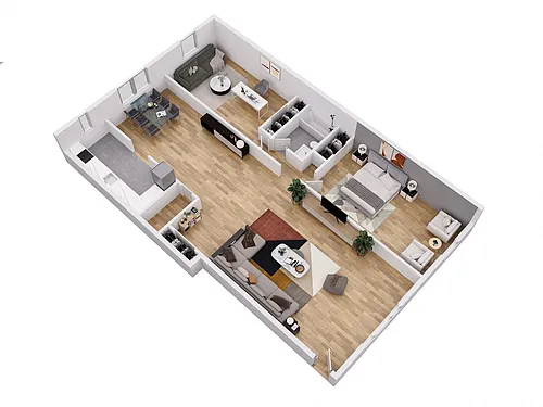 Floor plan 2 Bedroom 1 Bathroom