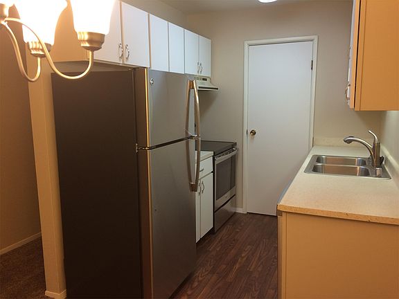 Kitchen with all new stainless steel appliances. Stove, fri