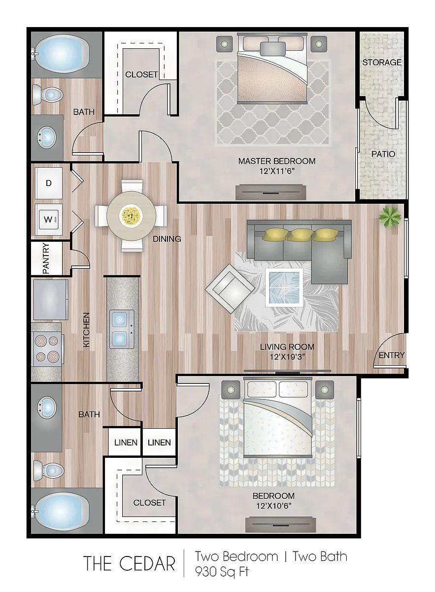 Floor plan The Cedar with Washer & Dryer