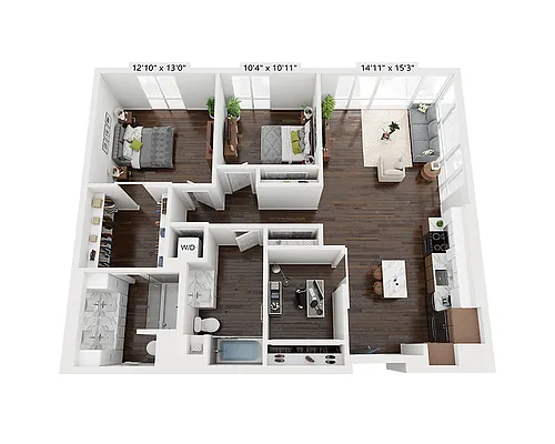 Floor plan Two Bedroom B2CD