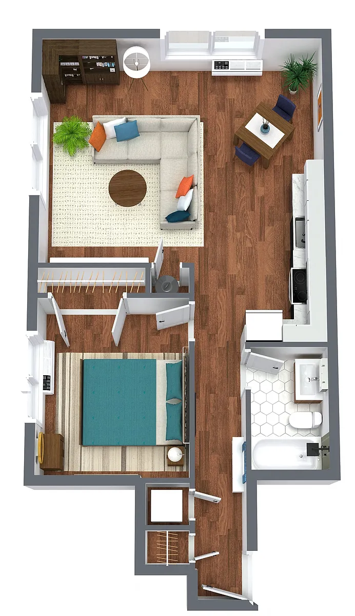Floor plan 1 Bedroom Corner