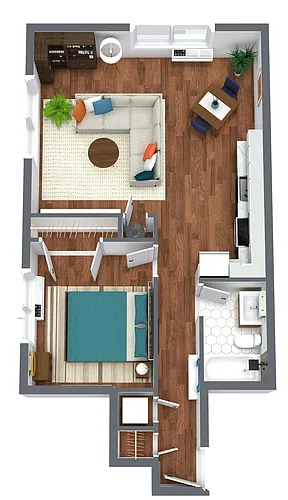 Floor plan 1 Bedroom Corner