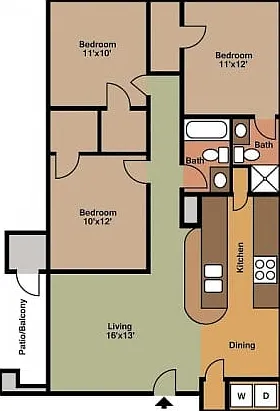 2D Unfurnished 3-Bedroom Floor Plan 2D Unfurnished 3-Bedroom Floor Plan