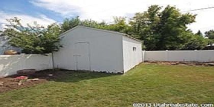 Large shed on cement pad