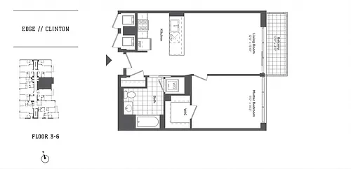 Floor plan 1 Bed/1 Bath-A4 Clinton