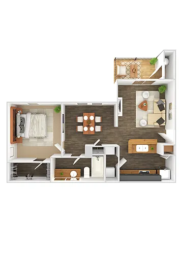 Floor plan A2 Barton - One Bedroom, One Bathroom