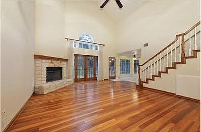 Nice Living Room with reclaimed wood floor, Frie place, French D