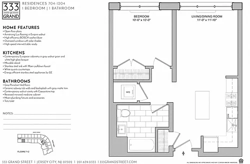 Floor plan 333 GRAND - 1 BEDROOM FLOOR PLAN AR