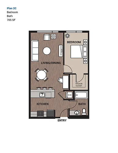 Floor plan One Bedroom Plan 2C
