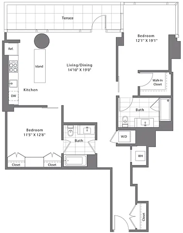 Floor plan 2 Bed - 2 Bath | B05