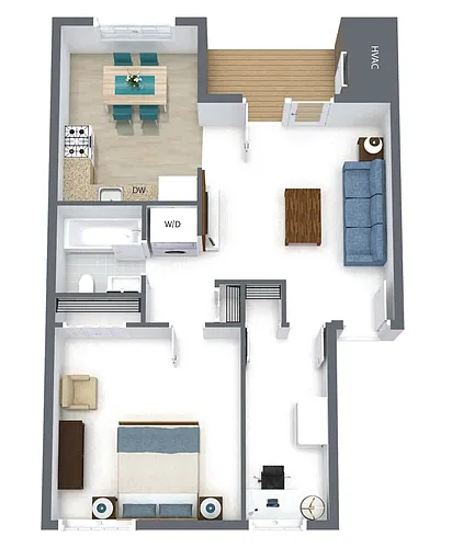 Floor plan 1 Bedroom 1 Bath Den