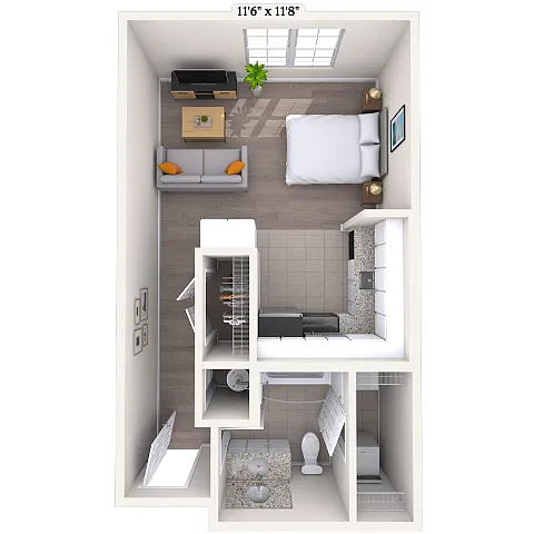 Floor plan Studio 0x1 488-595 SF