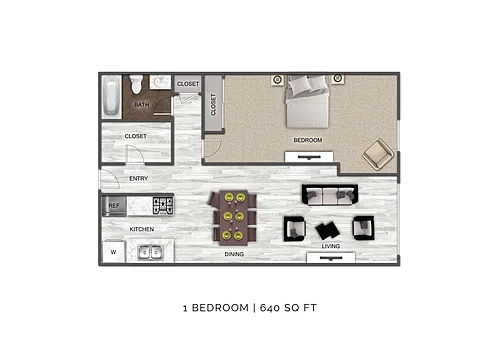 Floor plan 1 Bedroom B