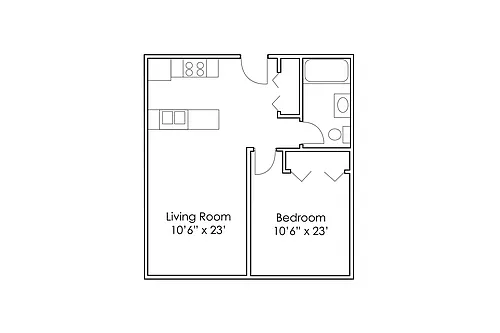 Floor plan 1 Bedroom B