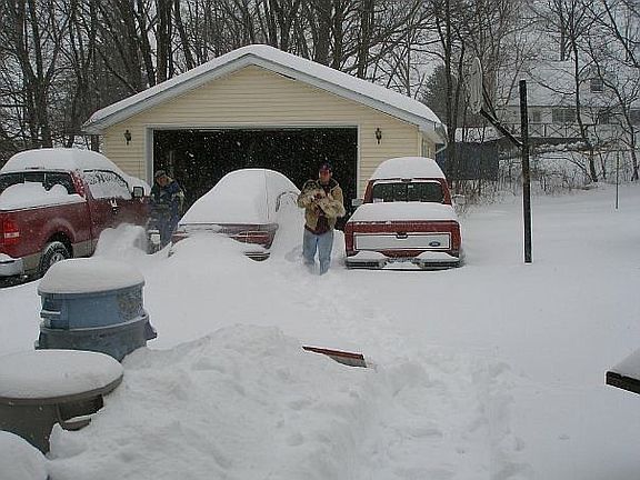 Garage seen from house.