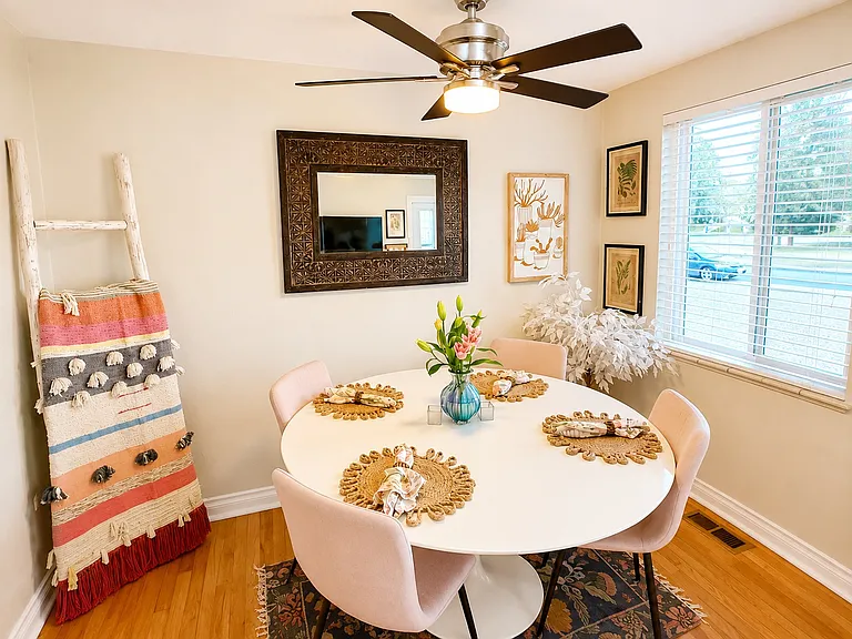 Dining-room featuring round 54" table and 4 chairs