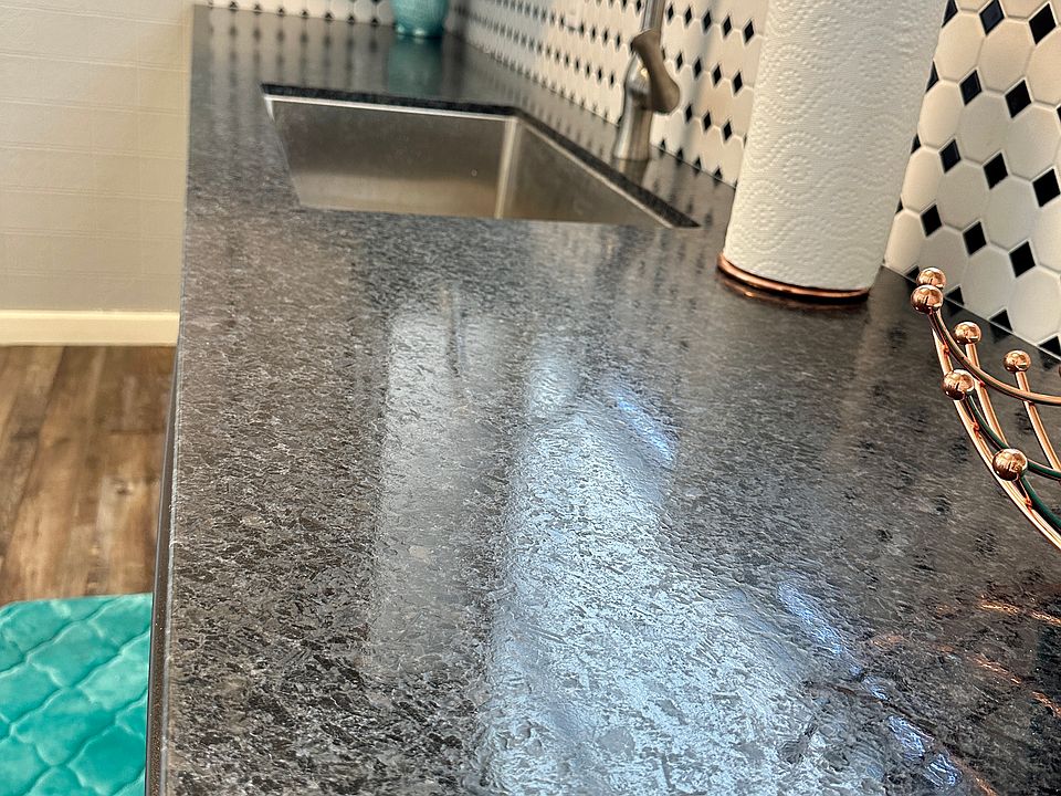 Black granite textured countertops.