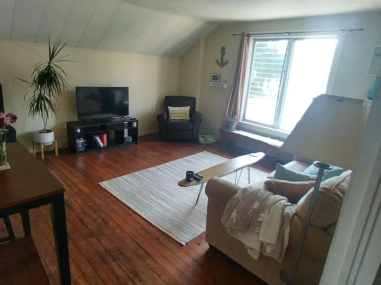 LIVING ROOM IS UPDATED / LIGHT GREY WALLS WITH SHORT ACENT WALL THAT IS DARK GREY AND A BLACK CEILING. FLOOR IS NOW CARPETED