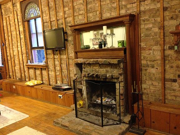 Decorative fireplace close-up