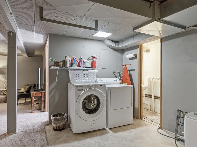 Laundry with dryer and brand new washing machine
