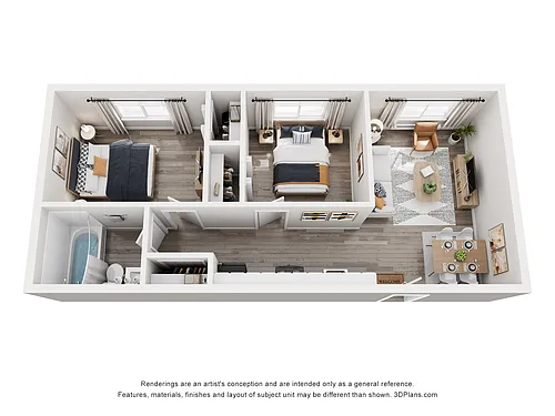 Floor plan Cottonwood - Two Bedroom One Bath