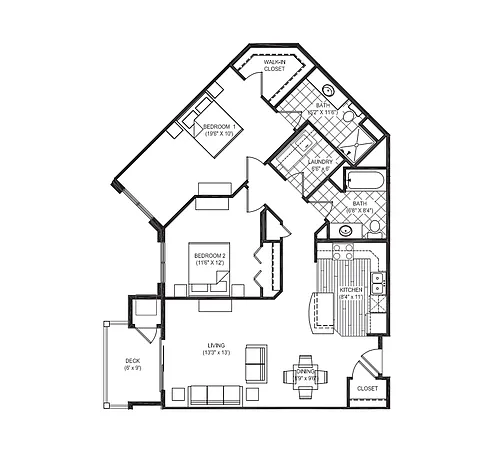 Floor plan 2 Bed 2 Bath P