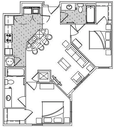 Floor plan 2 Bed 2 Bath