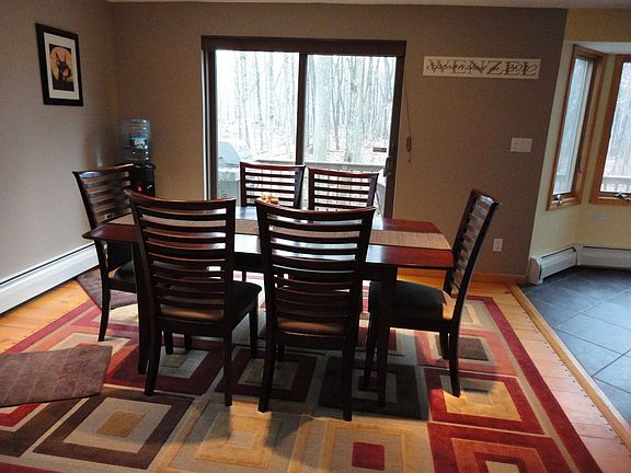 Dining room with slider to back deck