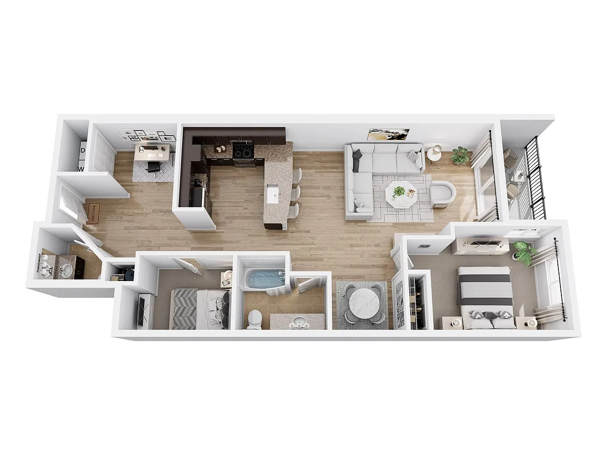 Floor plan Urban 2 x 1.5 + Den C