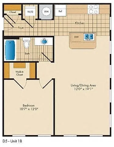 Floor plan One Bedroom/One Bath - 1B