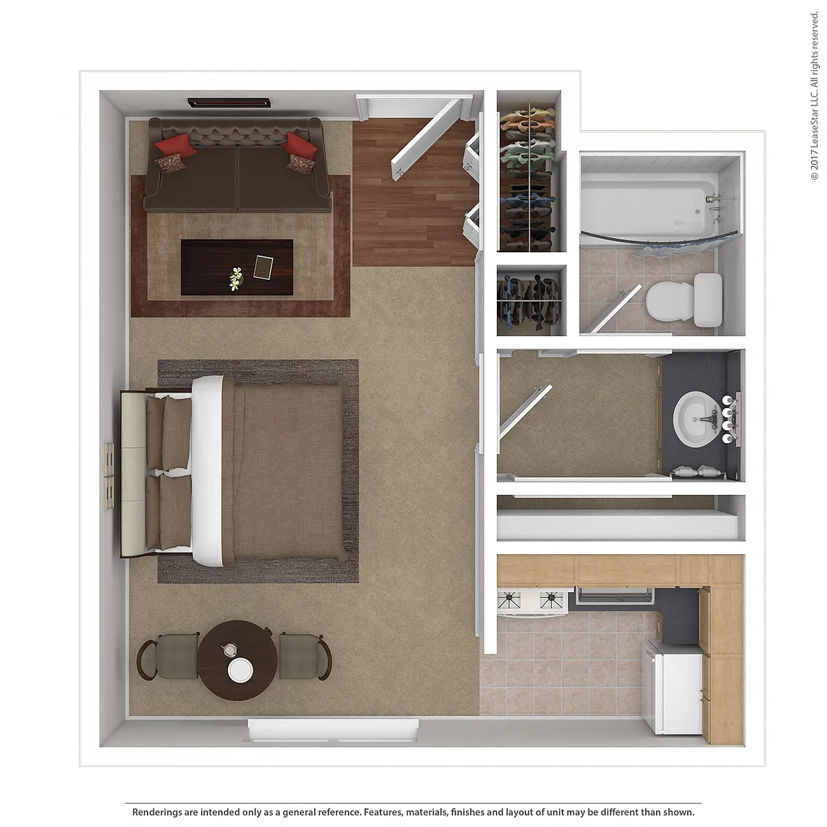 Floor plan Studio 1Bathroom