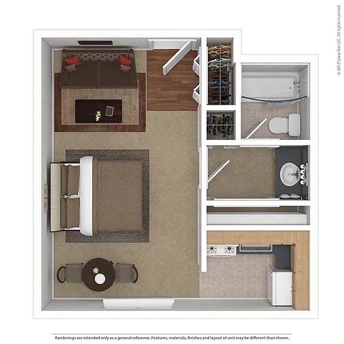 Floor plan Studio 1Bathroom