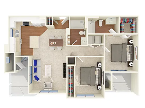 Floor plan Two Bedroom Two Bath Model A