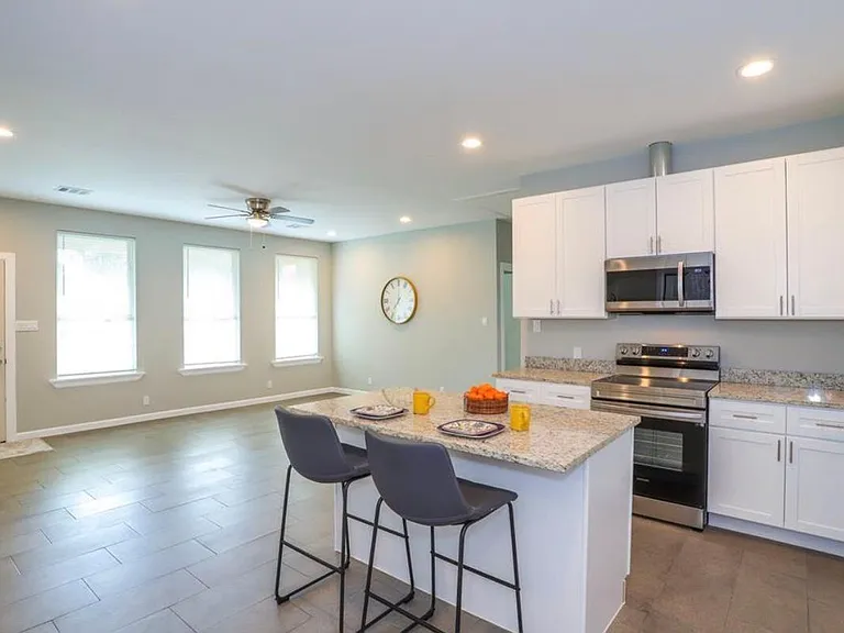 kitchen and living room