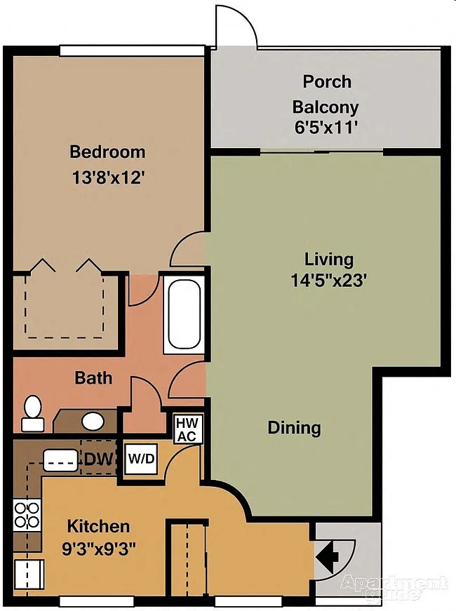 Floor plan 1 Bed 1 Bath