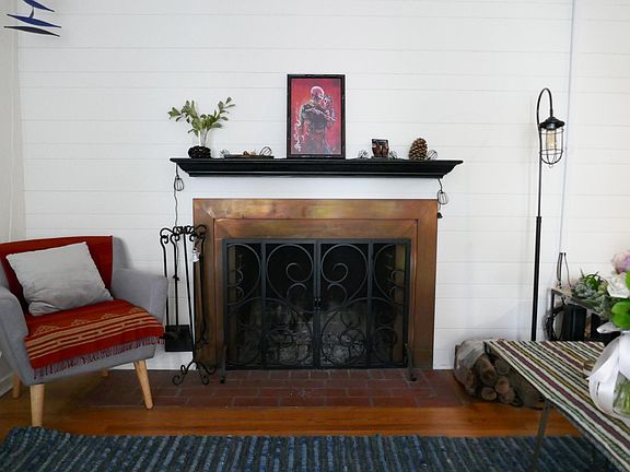 Living room and fireplace