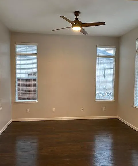 Living room with plenty of light and brand new engineered floor