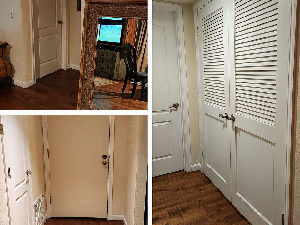 Entrance to master bedroom, front door entrance way, entrance to second bedroom and doors to laundry washer and dryer.