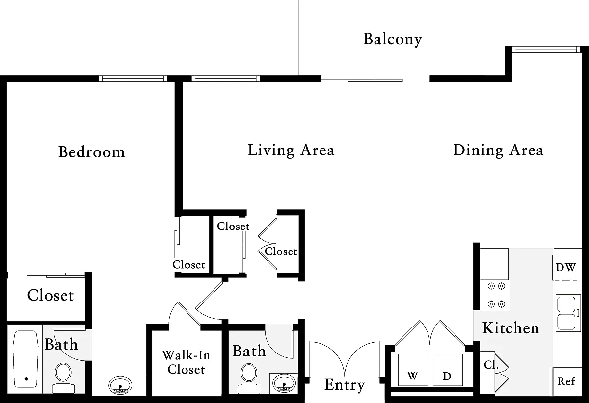 Floor plan 1 Bedroom M
