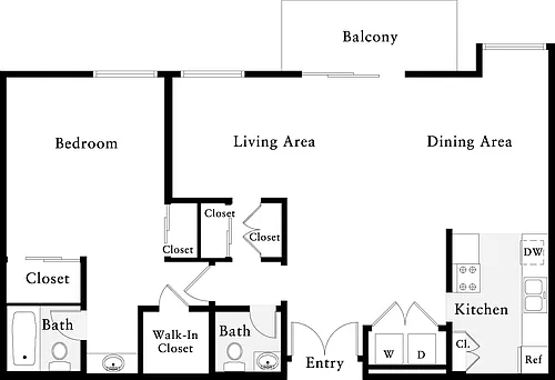 Floor plan 1 Bedroom M