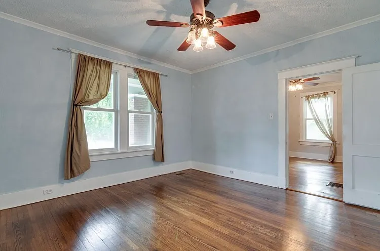 Front bedroom with lots of light and two closets