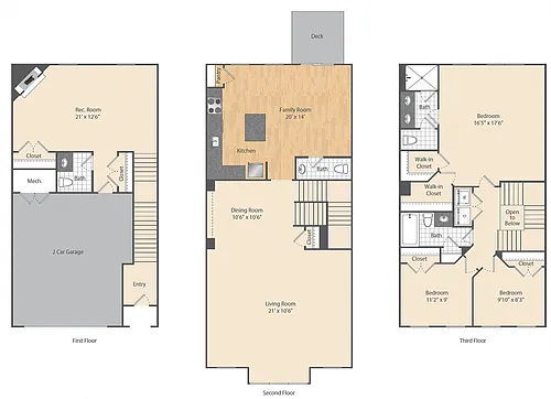 Floor plan 3 Bed/2.5 Bath Townhome-C1THa