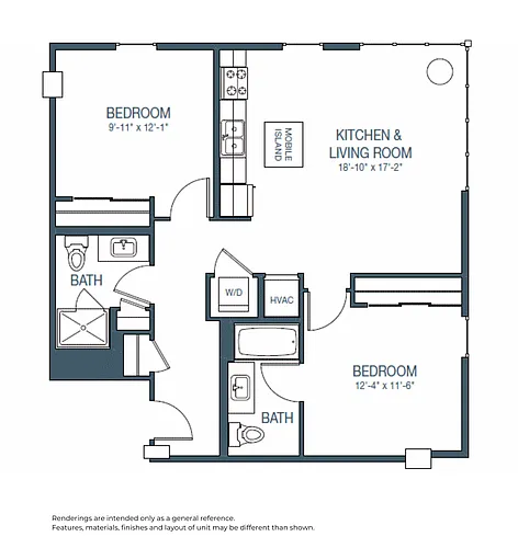 Floor plan Two Bedroom A - Renovated