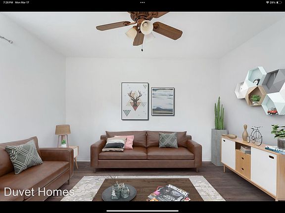 Digitally staged living room